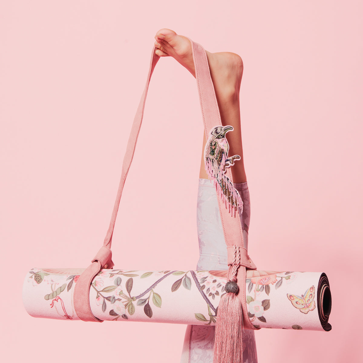 Bagimi Pink + Llavero rosa  Funda de esterilla de yoga de yute y algodón –  Yogimi